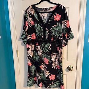 SHEIN Black Floral Midi Dress